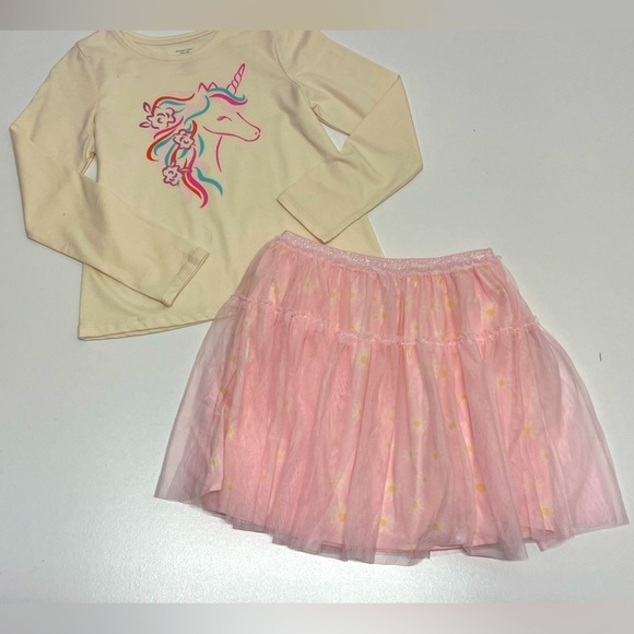 MEMBERS Mark Girls 2-piece Long Sleeve Graphic Unicorn Shirt & Tutu - 12 - Picture 1 of 11